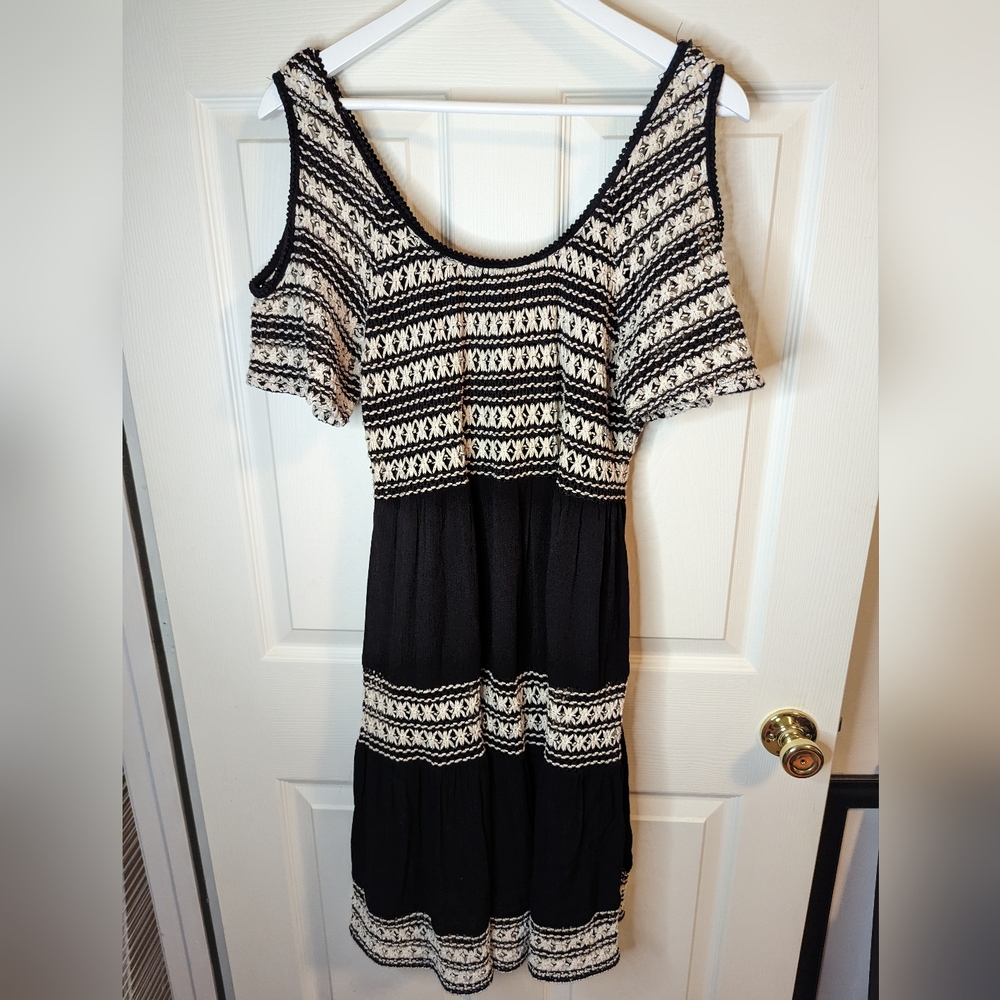 Spense dress black & beige bohemian cold shoulder size 10